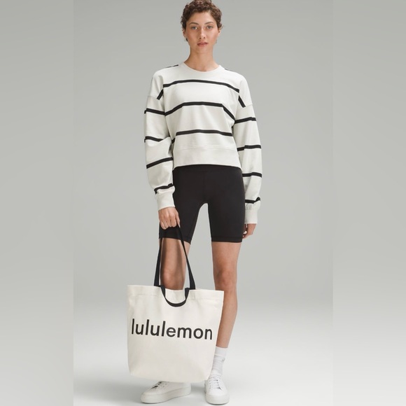 NWT Lululemon Double Handle Canvas Tote Bag 17L Natural & Black - Picture 2 of 13